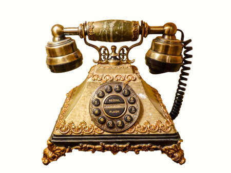 Retro phone isolated on whiteの写真素材