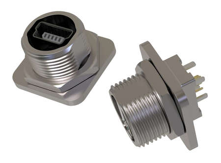 Mini-USB protected connector isolated on whiteの写真素材