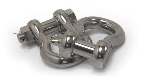 Chain shackles isolated on whiteの写真素材