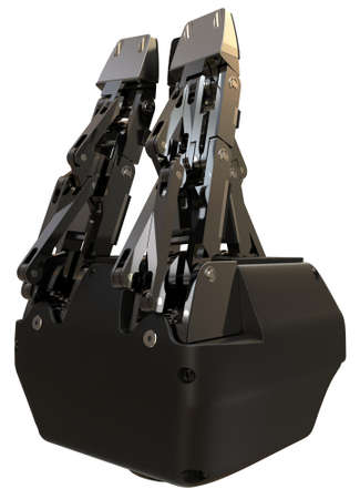 Three finger robot gripper isolated on whiteの写真素材