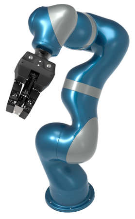 Industrial robot manipulator isolated on whiteの写真素材