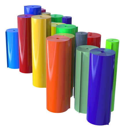 Rolls of plastic isolated on whiteの写真素材