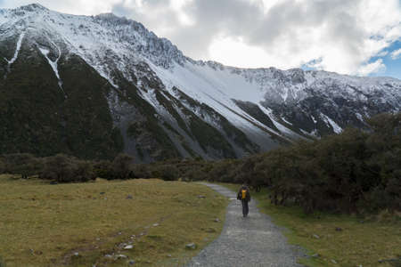 Hiking. Mountain trail in New Zealandの写真素材
