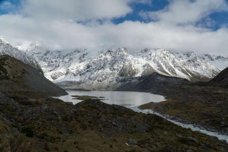 Mountains and lake in New Zealand highlands