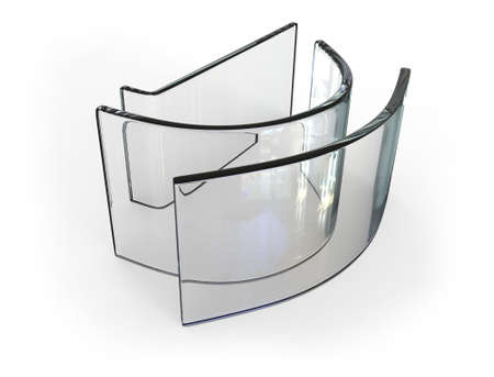 Bent glass isolated on whiteの写真素材