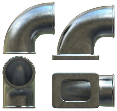 Cast metal elbows isolated on white