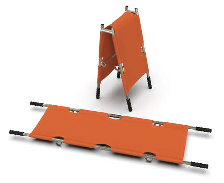 Foldable emergency stretcher isolated on whiteの写真素材