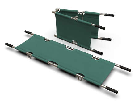 Foldable emergency stretcher isolated on whiteの写真素材