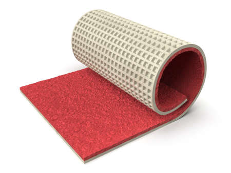 Athletic track flooring isolated on whiteの写真素材