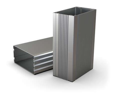 Extruded aluminum enclosures isolated on whiteの写真素材