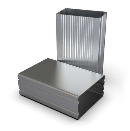 Extruded aluminum enclosures isolated on whiteの写真素材