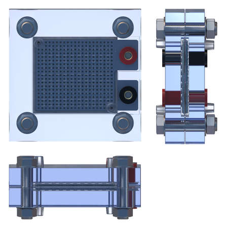 Hydrogen fuel cell isolated on whiteの写真素材