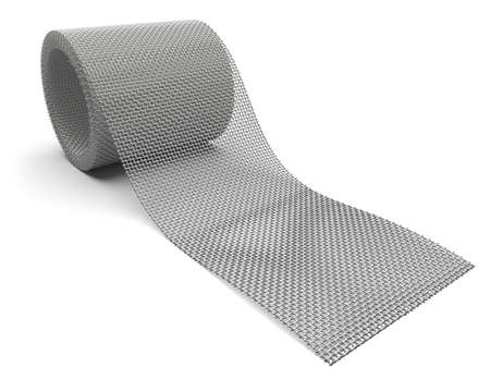Metal mesh isolated on whiteの写真素材