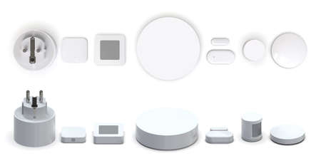 Smart home devices isolated on whiteの写真素材