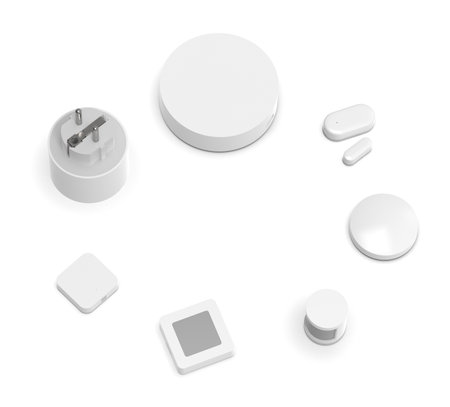 Smart home devices isolated on whiteの写真素材