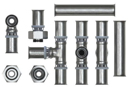Crimp fittings isolated on whiteの写真素材