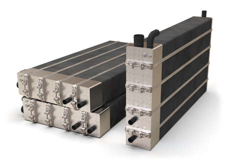 Hydrogen fuel cell isolated on whiteの写真素材