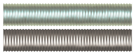 Corrugated metal pipe isolated on whiteの写真素材