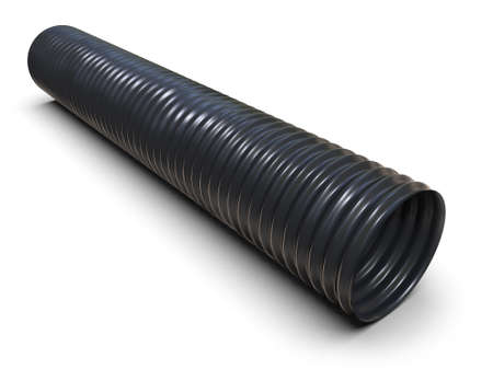 Corrugated plastic pipe isolated on whiteの写真素材