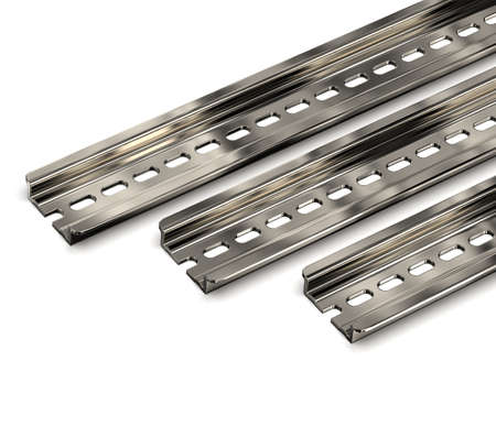 DIN rails isolated on whiteの写真素材