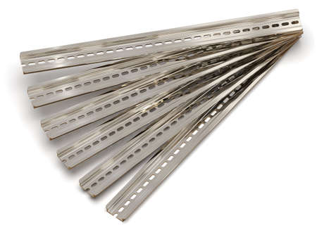 DIN rails isolated on whiteの写真素材