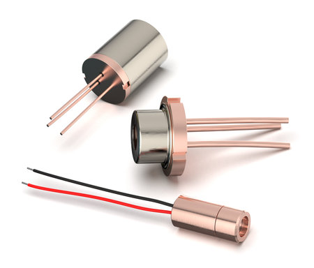 Laser diodes isolated on whiteの写真素材