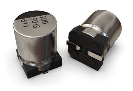 SMD electrolytic capacitor isolated on whiteの写真素材