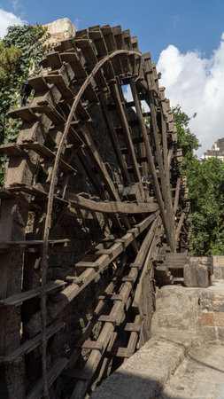 Water-raising machines for irrigation in Hama, Syriaの写真素材
