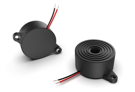 Piezoelectric buzzer isolated on white. 3D renderingの写真素材