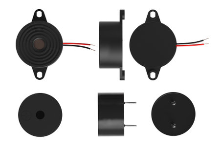Piezoelectric buzzer isolated on white. 3D renderingの写真素材