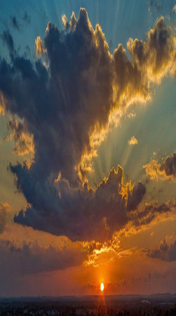 colorful dramatic sky with cloud at sunset.Skyline at sunset.の写真素材