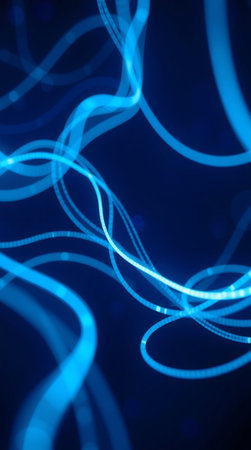 abstract blue background with glowing lines and bokeh. 3d renderingの写真素材