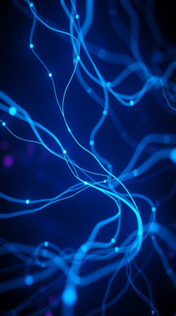 Neural network. Social network. Futuristic blue background. 3d renderingの写真素材