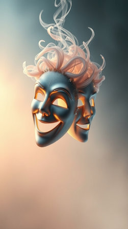 Mardi Gras mask in smoke. 3d render illustration.の写真素材
