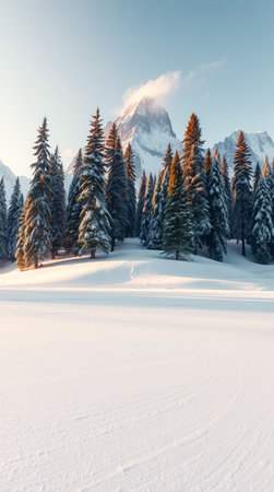 Beautiful winter landscape in the Dolomites mountains, Italy.の写真素材