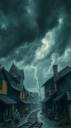 Stormy weather in the old town of Chiang Mai, Thailandの写真素材