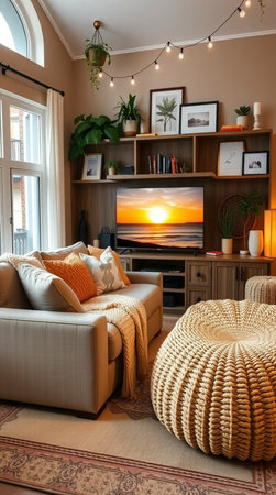 interior of living room with sofa, armchair and bookcaseの素材