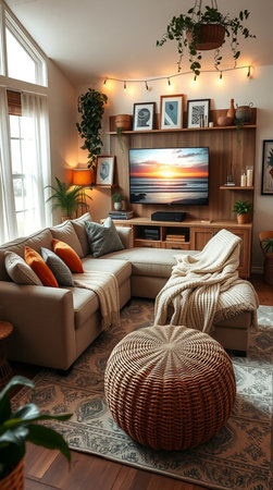 Interior of living room with sofa and armchair. 3d renderの素材