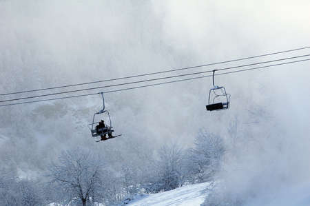 snow landscape in the french alpenの写真素材