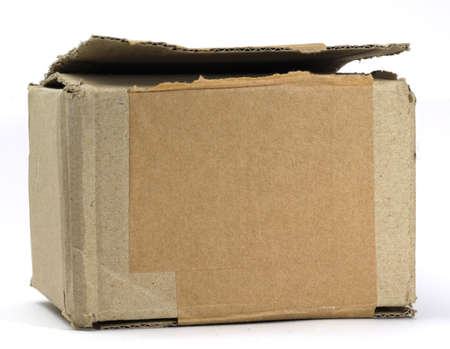 closed cardboard box on white backgroundの写真素材