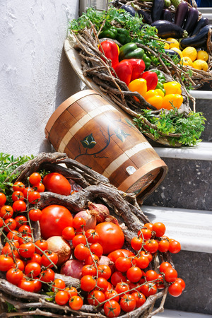 Vegetable,  Barrel, Santorini island.の写真素材