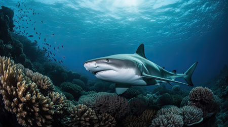 Picture shows a Carcharodon carcharias, in the Red Sea.の素材