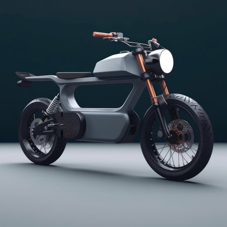Modern urban scooter on a gray background. 3d rendering.の素材
