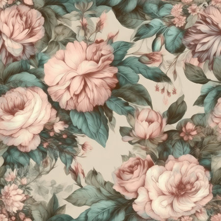 Seamless pattern with watercolor flowers. Hand-drawn illustration.の素材