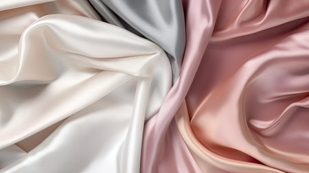 Closeup of rippled silk fabric texture background. 3d render illustrationの素材