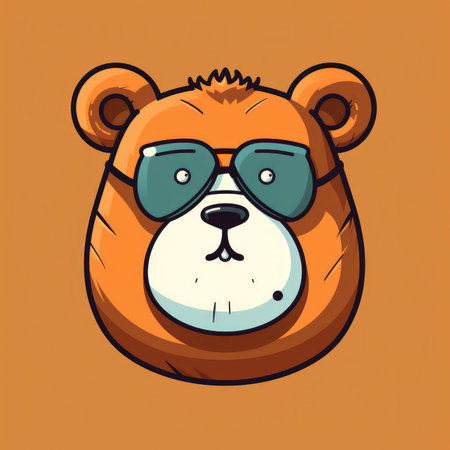 Cute cartoon bear in sunglasses. Vector illustration for your design.の素材