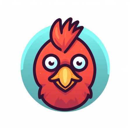 Cute rooster vector icon. Vector illustration of red rooster.の素材