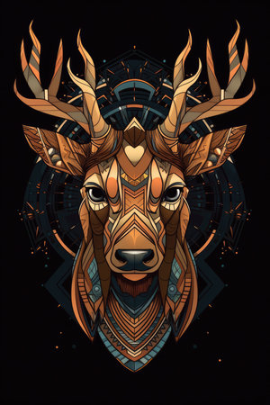 Deer head. Vector illustration for t-shirt design or tattoo.の素材