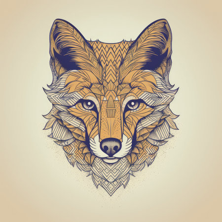 Fox head with tribal pattern. Vector illustration for tattoo or t-shirt design.の素材