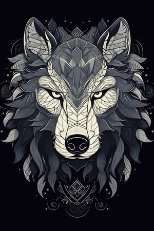 Wolf head. Vector illustration for tattoo or t-shirt design.の素材